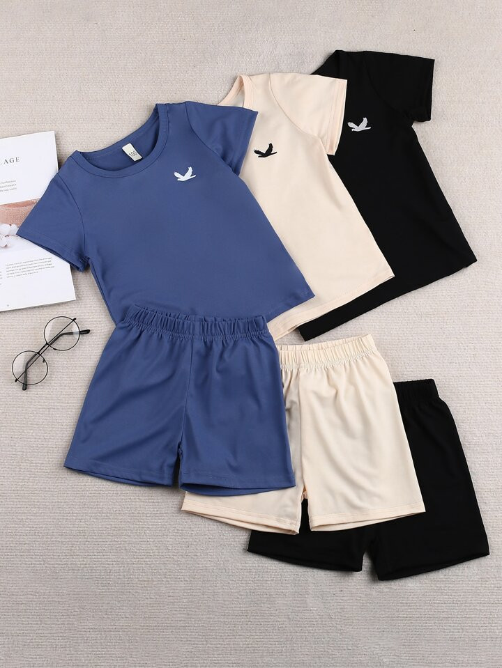 SHEIN Young Boy 3pcs Animal Print Tee & 3pcs Shorts | SHEIN