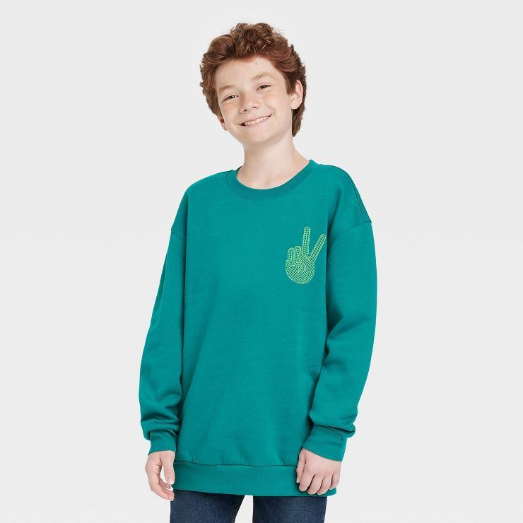 Boys&#39; Crew Neck Fleece Pullover Sweatshirt - art class&#8482; Purple L | Target