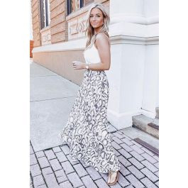 Snake Printed Asymmetric Chiffon Maxi Skirt | Chicwish