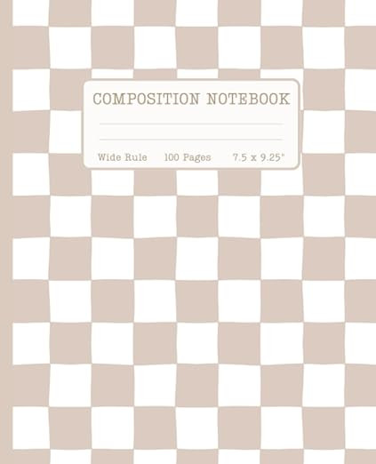 Preppy Notebook: Beige Aesthetic Composition Notebook - Wide Ruled - Cute Retro Y2K Vibes - Check... | Amazon (US)
