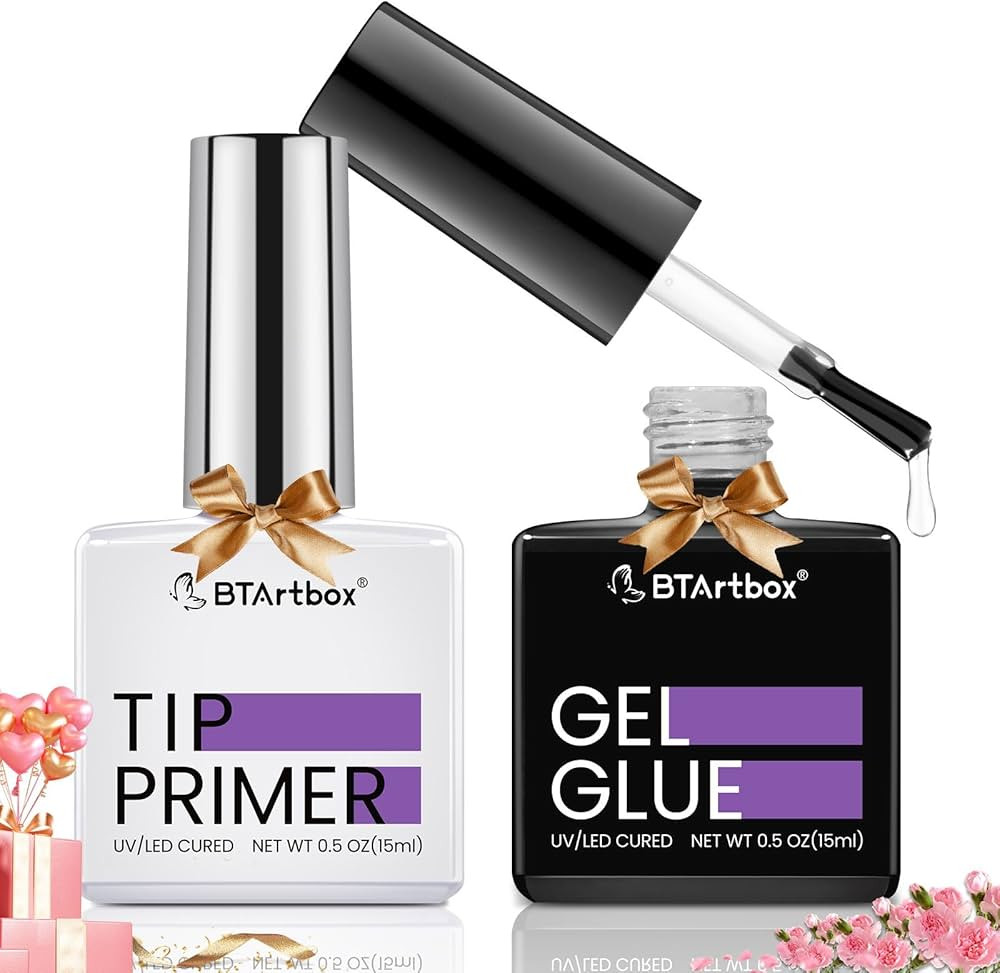 BTArtbox Nail Glue & Primer Set - 2 x 0.5 Fl Oz Acrylic French Ballerina Nail Gel, Long Lasting S... | Amazon (US)