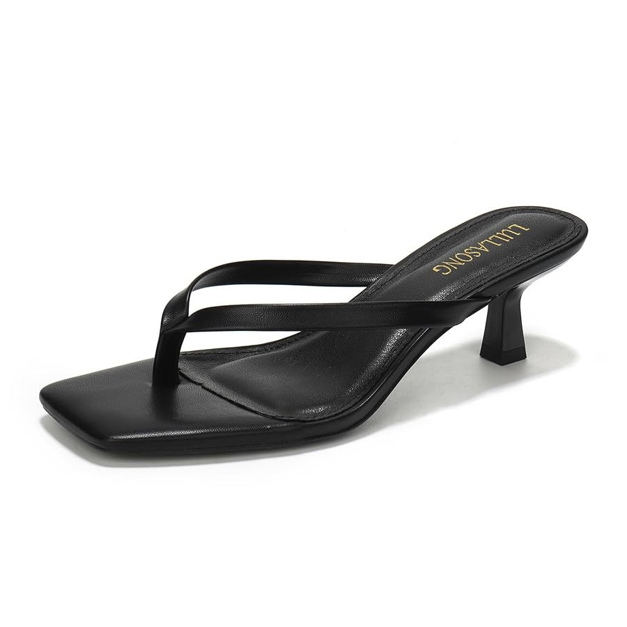 Women's Kitten Heels Sandals Square Open Toe Flip Flop Heels 1.8-2 Inch Heeled Sandals for Women | Amazon (US)