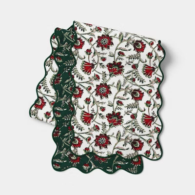 Reversible Table Runner Scallop Block Print - Threshold™ | Target
