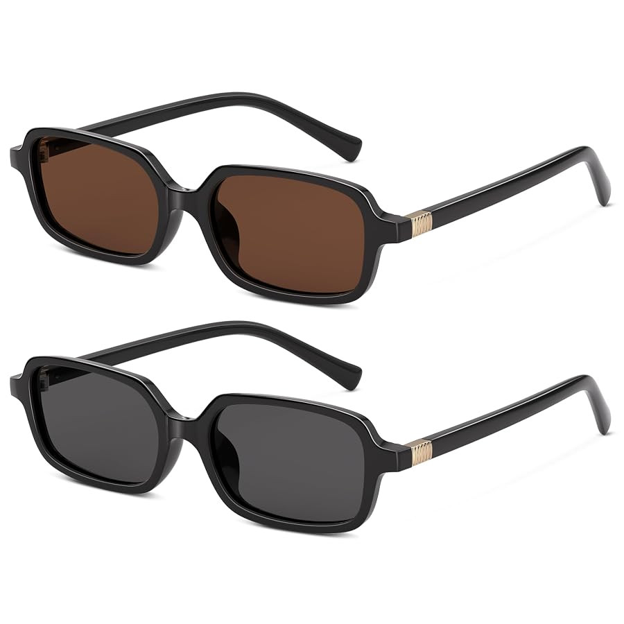Retro Polarized Sunglasses for Womens - Men Trendy Rectangle Sunglasses Vintage 90S Style Small S... | Amazon (US)