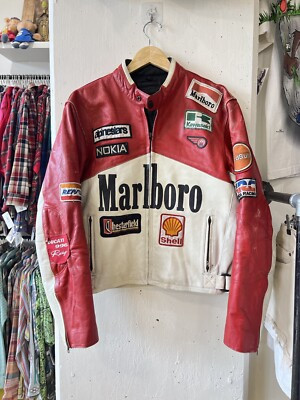 Vintage Marlboro Leather Motorcycle Jacket Large  | eBay | eBay US
