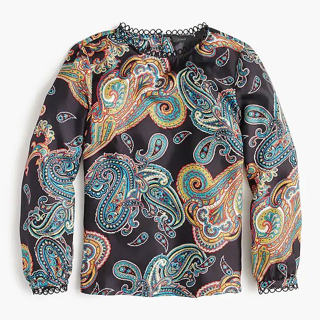 Tall silk twill top in bold paisley | J.Crew US