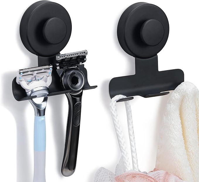 Suction Cup Razor and Shaver Holder for Shower Wall, Stainless Steel Reusable Suction Hook for To... | Amazon (US)