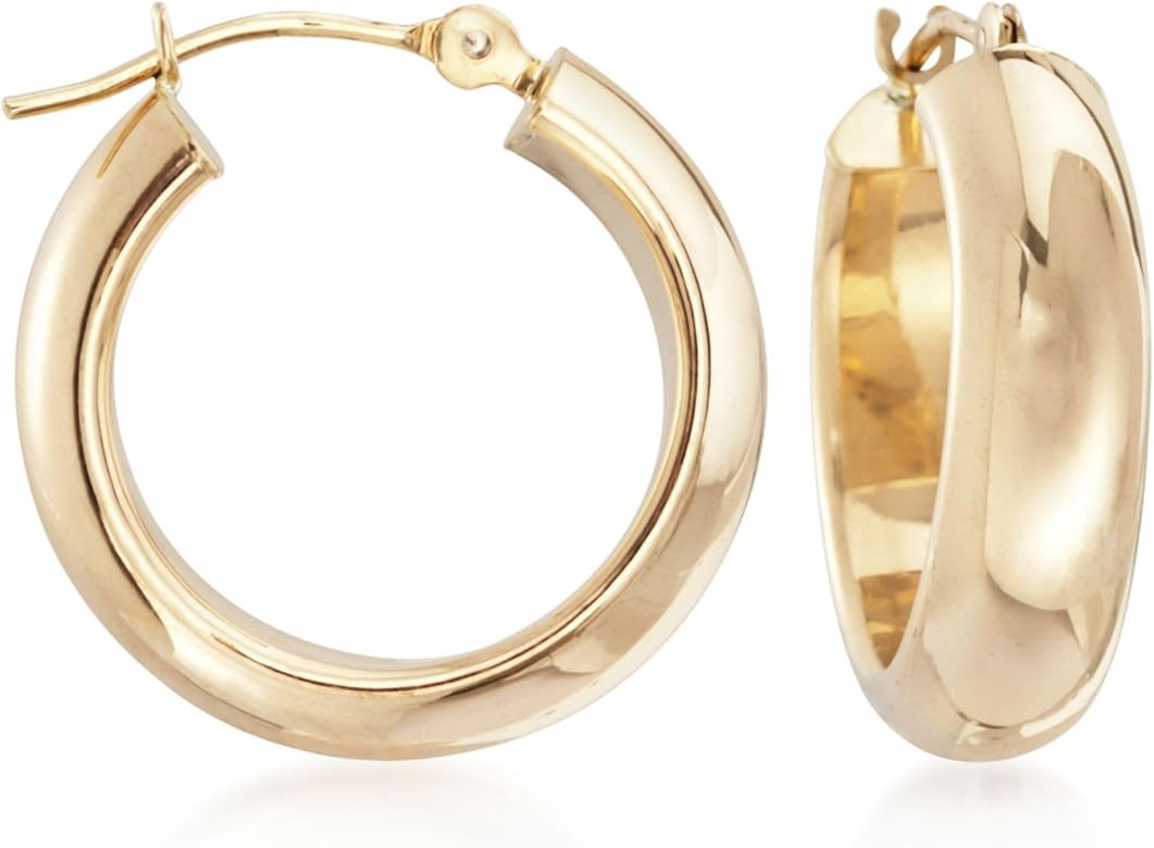 Ross-Simons Pendientes de aro pequeños de oro amarillo de 14 quilates, Oro, No es una piedra pre... | Amazon (US)