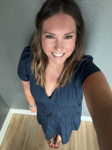 We did some family photos last night and this simple navy dress was perfect for just an easy look. I wanted to wear something that was really classic for photos. I love the style of this dress and the sleeve was perfect. I styled it with simple leather sandals and some easy bracelets to complete the look  

#LTKStyleTip #LTKMidsize #LTKSeasonal