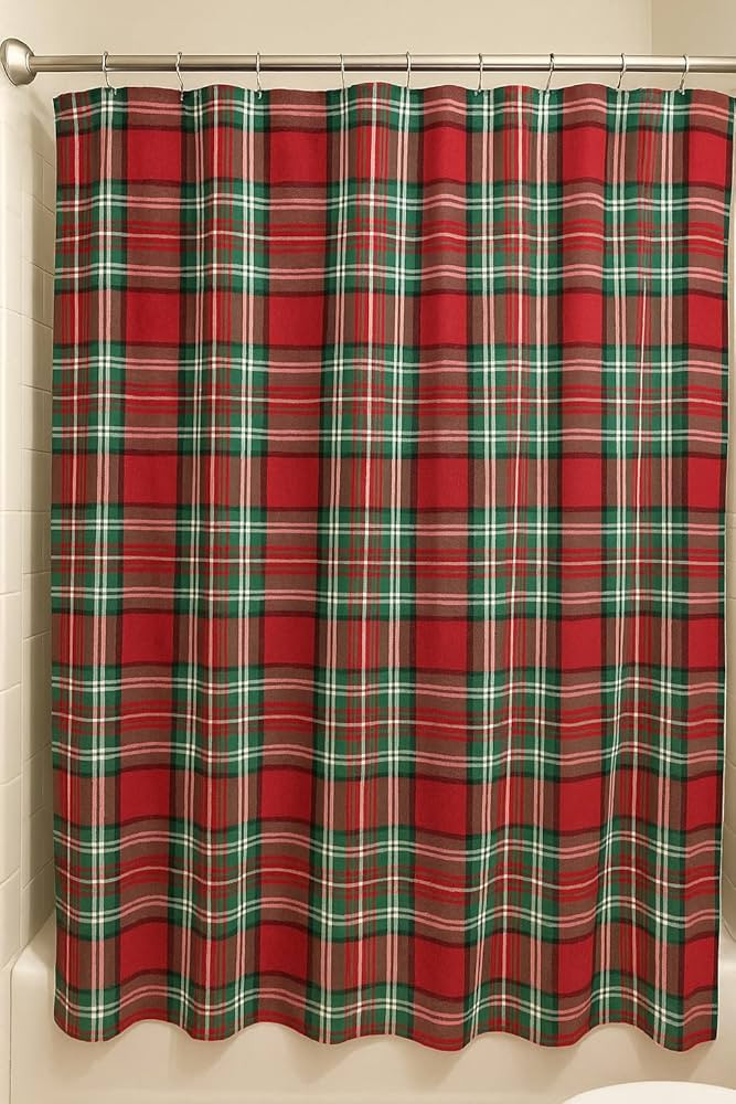 Serafina Home Holiday Christmas Shower Curtain for Bathroom: Elegant Fabric Seasonal Plaid Design... | Amazon (US)