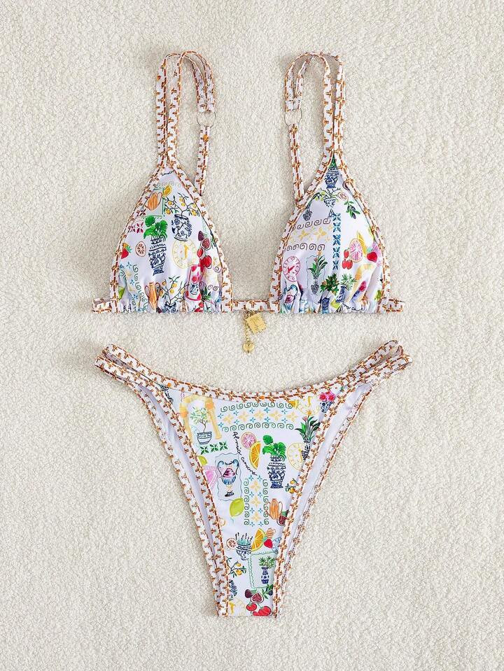 New Style European & American Fruit Print Women Bikini 2 Pieces Swimsuit Set, For Summer Beach Va... | SHEIN