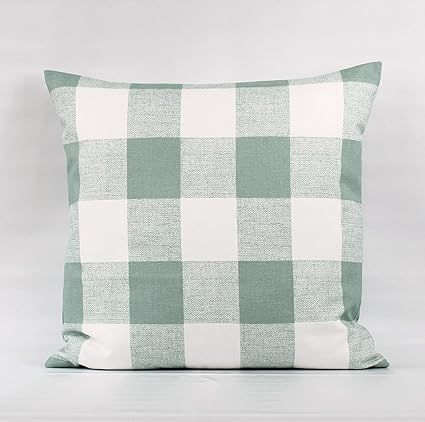 MangGou Flowershave357 Green Farmhouse Pillow Green Buffalo Plaid Pillow Cover Green Buffalo Chec... | Amazon (US)