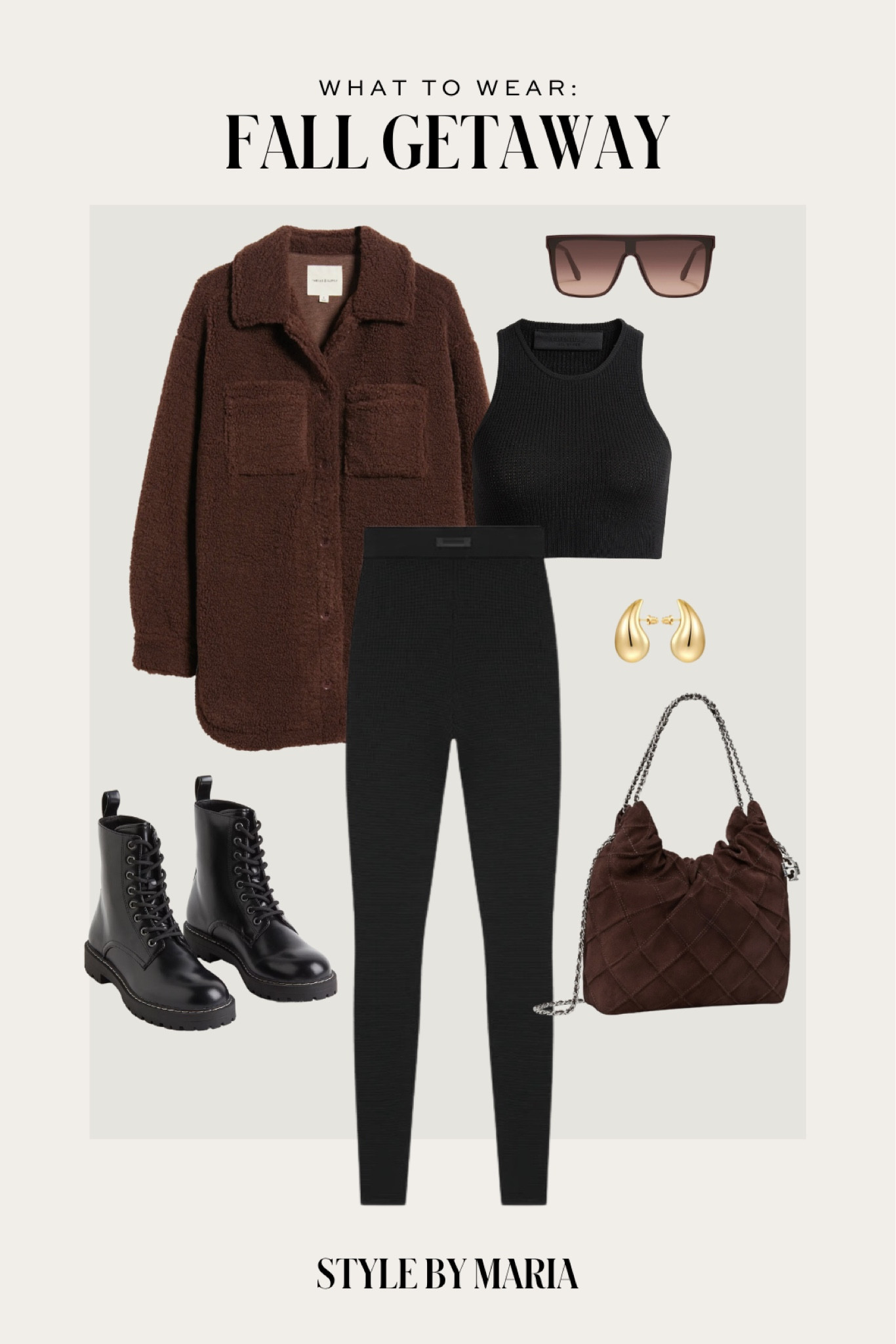 Casual fall outfit / fall getaway outfit 
Nordstrom shearling Shacket under $60
Fear of god essentials knit set
H&M combat boots



#LTKFindsUnder100 #LTKFindsUnder50 #LTKTravel