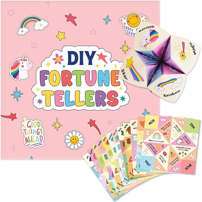 DIY Fortune Teller Paper Kit, 24 Fortune Teller Designs & Stickers, Valentines Gifts for Kid Clas... | Amazon (US)