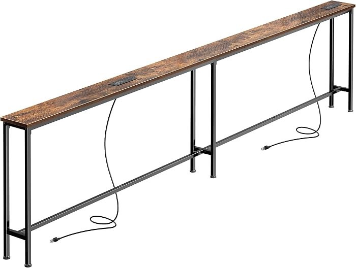 SUPERJARE 102 Inch Sofa Table with 2 Power Outlets and USB-C Ports, 5.9 Inch Narrow Console Table... | Amazon (US)