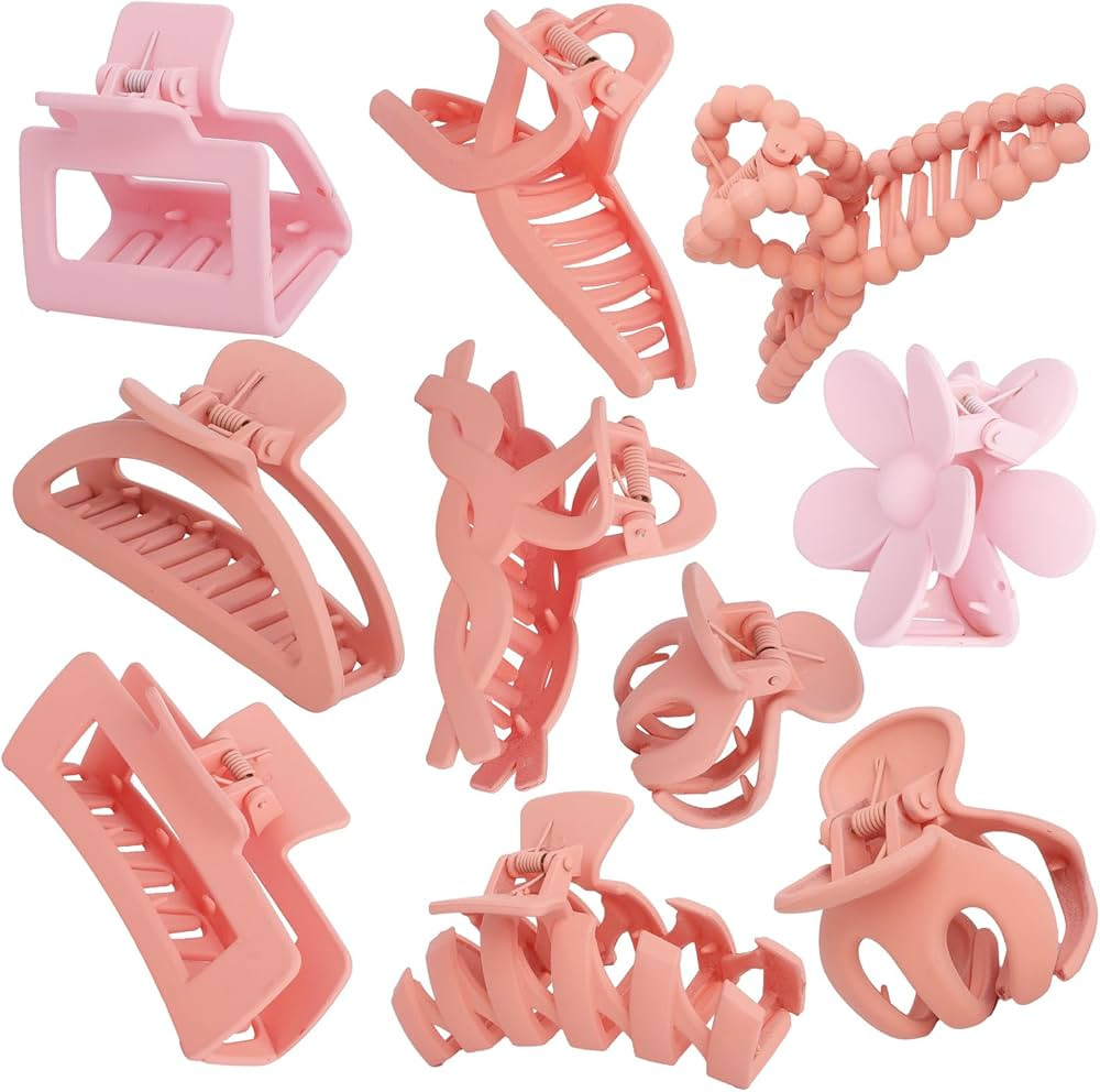 10PCS Non-Slip Pink Hair Clips Jaw Clips for Thick Hair Clamp Flower Non-Slip Hair Accessories wi... | Amazon (US)
