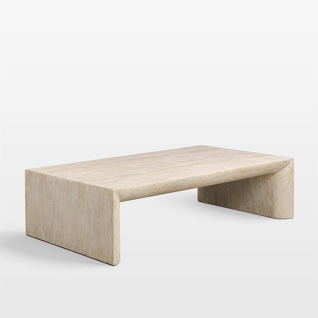 Orla Faux Travertine 60" Rectangular Coffee Table | Crate & Barrel | Crate & Barrel