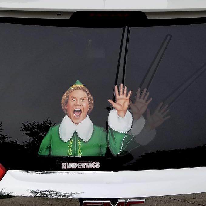 WiperTags Jolly Elf Waving Arm Wiper Blade Decal for Christmas and Winter Attach to Rear Vehicle ... | Amazon (US)