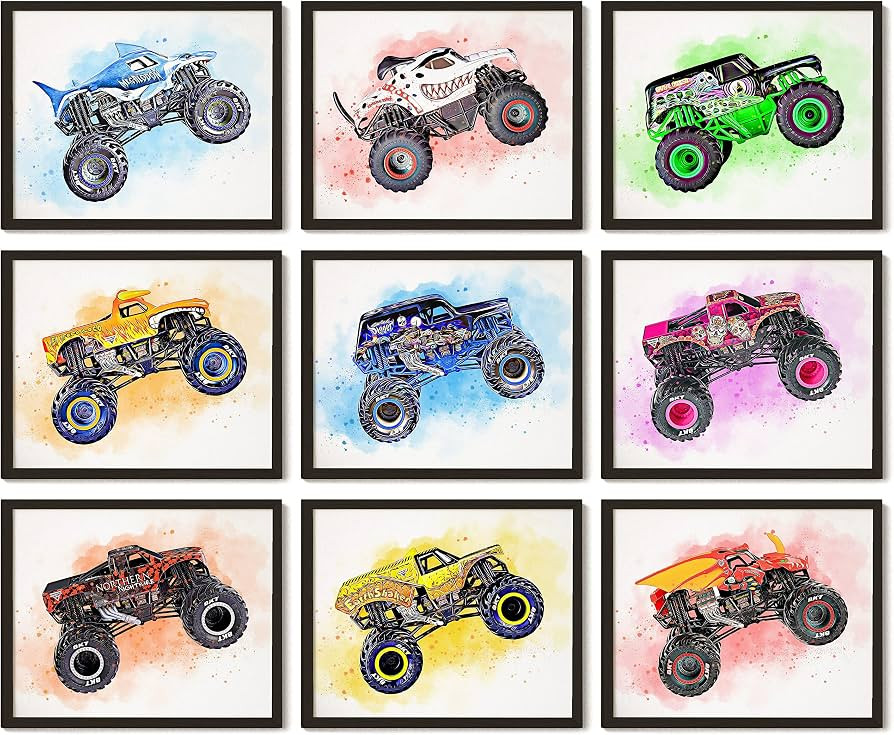 97 Decor Monster Truck Room Decor for Boys - Monster Truck Pictures Wall Decor, Monster Truck Wal... | Amazon (US)