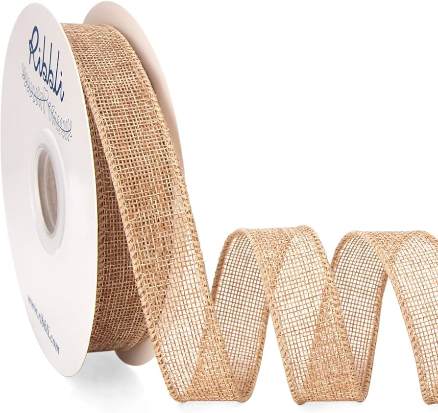 Ribbli Natural Burlap Wired Ribbon, 1” Inch x Continuous 20 Yard, Wired Edge Ribbon for Wreaths... | Amazon (US)