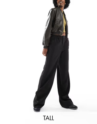 Pieces Tall tailored wide leg trousers in black | ASOS | ASOS (Global)