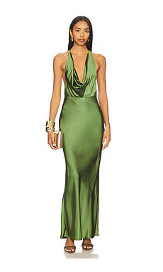 Runaway The Label Posey Low Plunge Maxi Dress in Olive from Revolve.com | Revolve Clothing (Global)