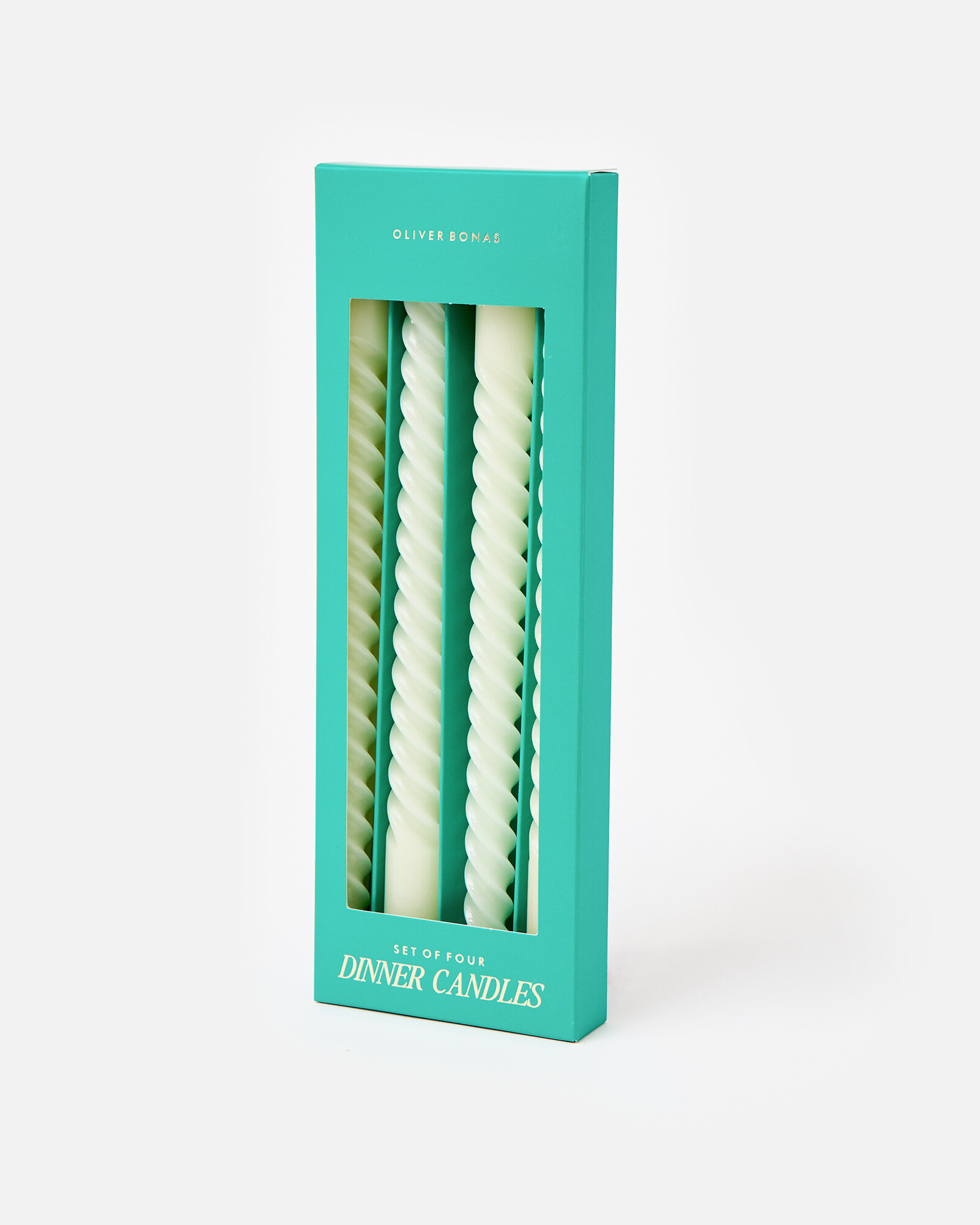 White Twisted Dinner Candles Set of Four | Oliver Bonas | Oliver Bonas (Global)