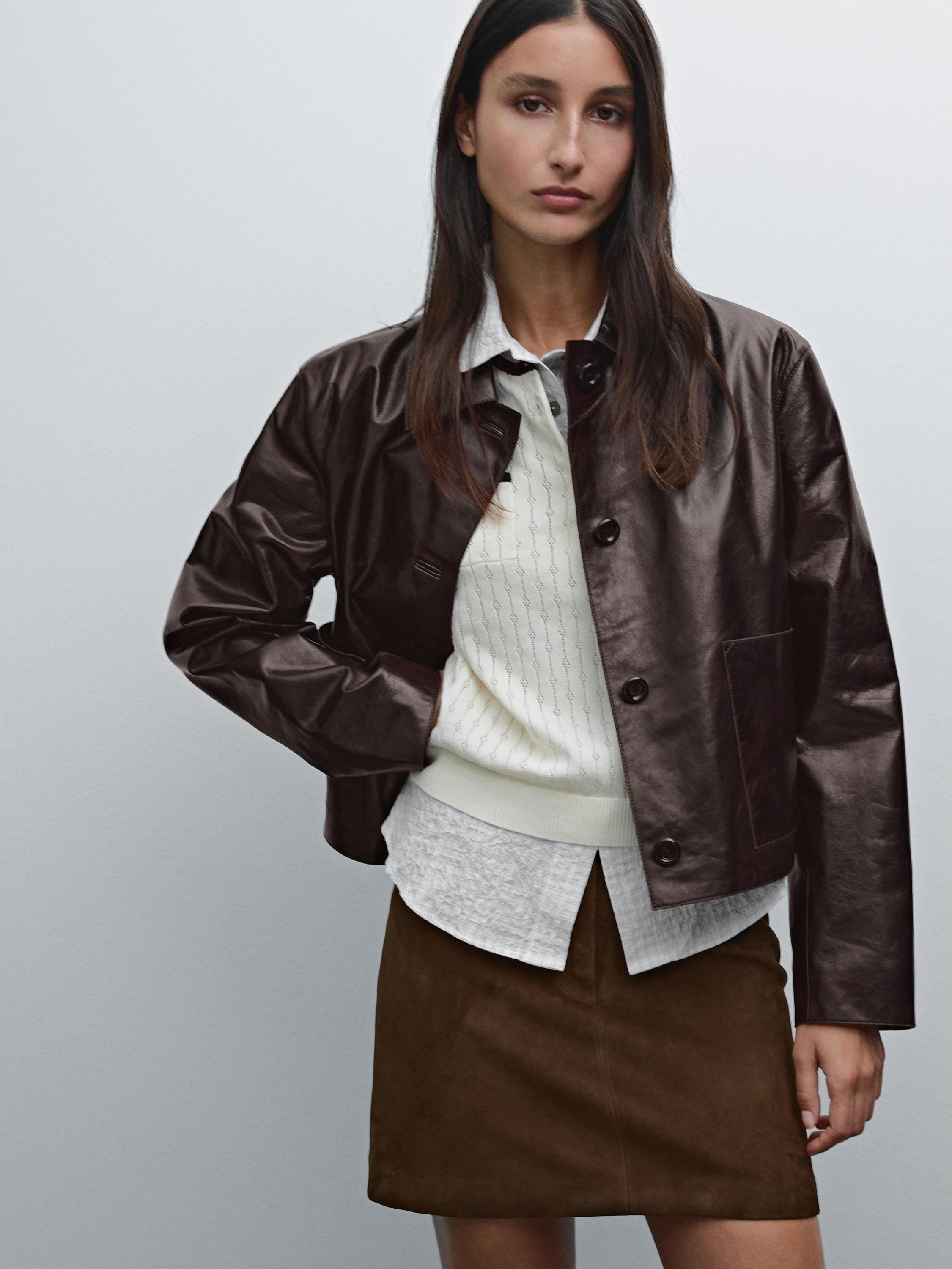 Nappa leather crunch jacket | Massimo Dutti US