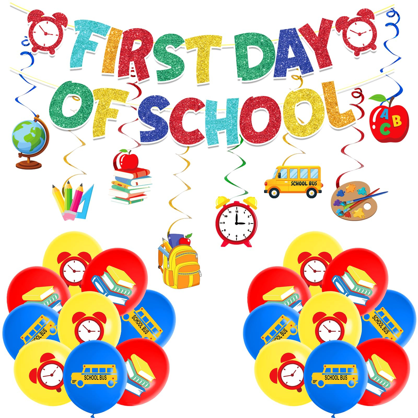 Happy First Day of School Banner, 8pcs Welcome Back to School Party Decorations for Classroom Han... | Amazon (CA)