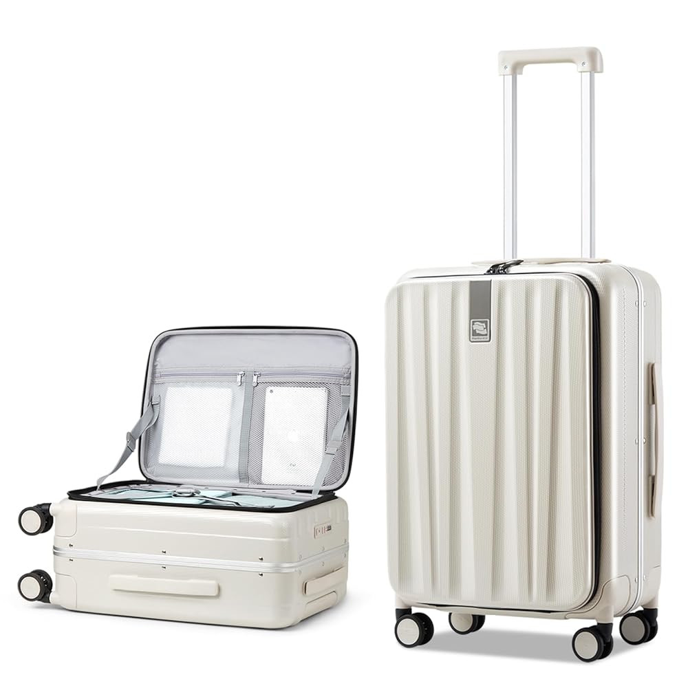 Hanke 24 Inch Checked Luggage PC Hard Case Luggage Top Opening Aluminum Frame Travel Luggage Suit... | Amazon (US)