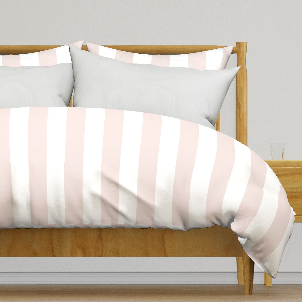 Blush and white Cabana Stripe Duvet Cover | Spoonflower | Spoonflower