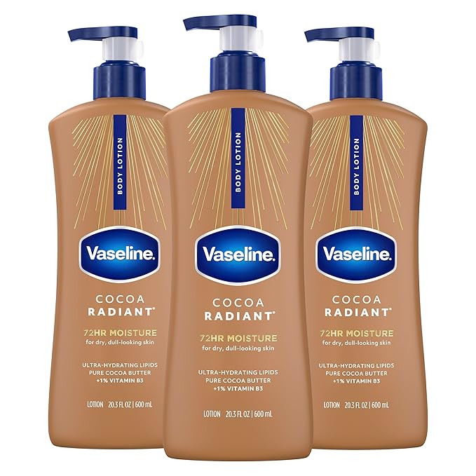 Vaseline Intensive Care Body Lotion Cocoa Radiant 3 count for Dry Skin Lotion Made with Ultra-Hyd... | Amazon (US)