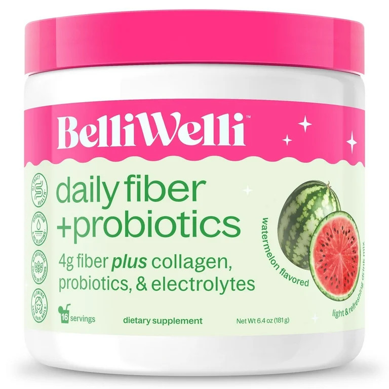 BelliWelli Daily Fiber Supplement with Probiotics, Electrolytes, and Collagen - Watermelon, 6.4 o... | Walmart (US)