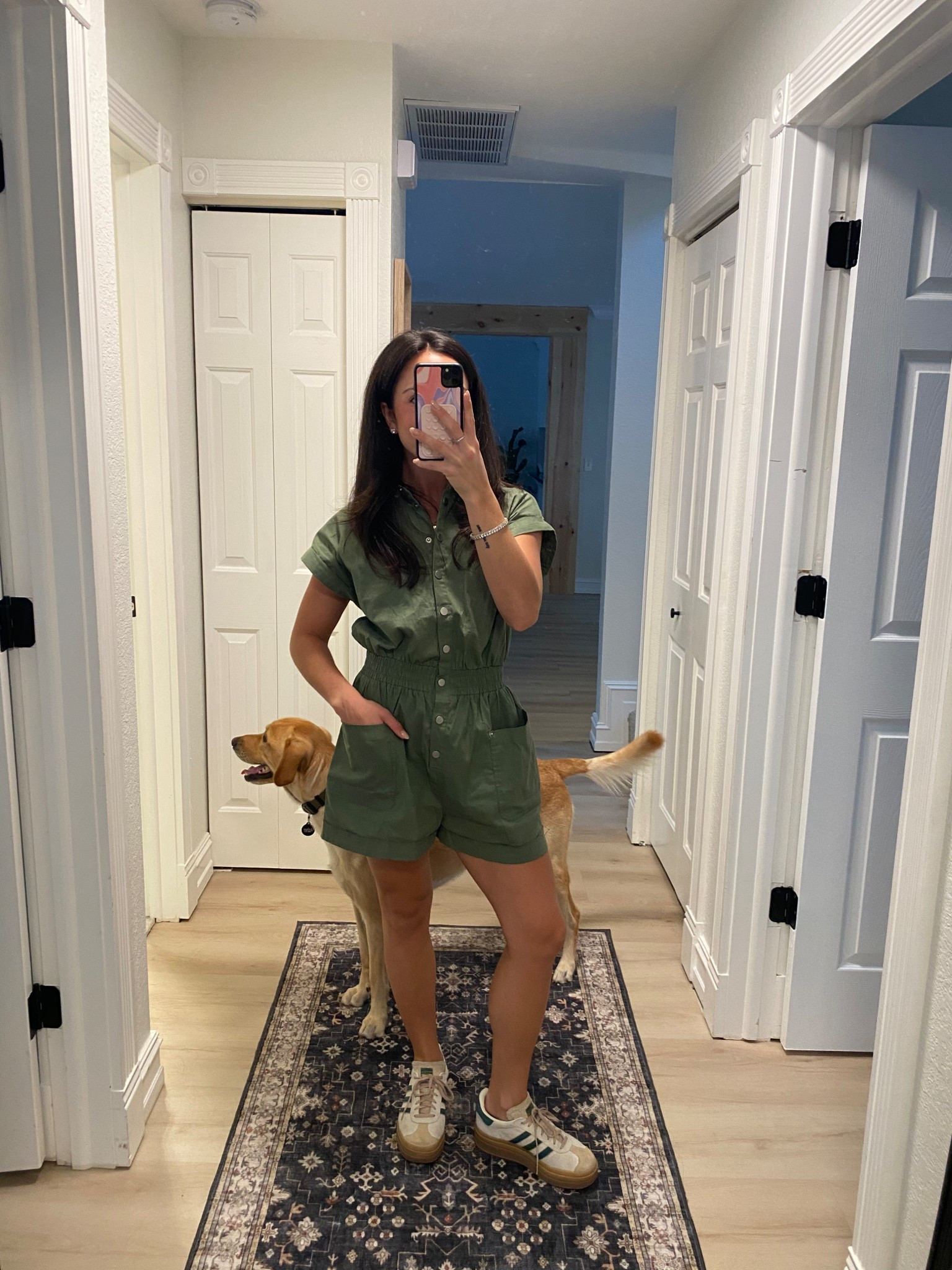 Olive romper from Vici collection size small! one piece outfit, fall fashion, fall style, casual outfit ideas, travel outfit inspiration, family photo outfit, fall outfits, olive green, Hunter green, adidas platform sneakers 

#LTKStyleTip #LTKSeasonal #LTKFindsUnder100