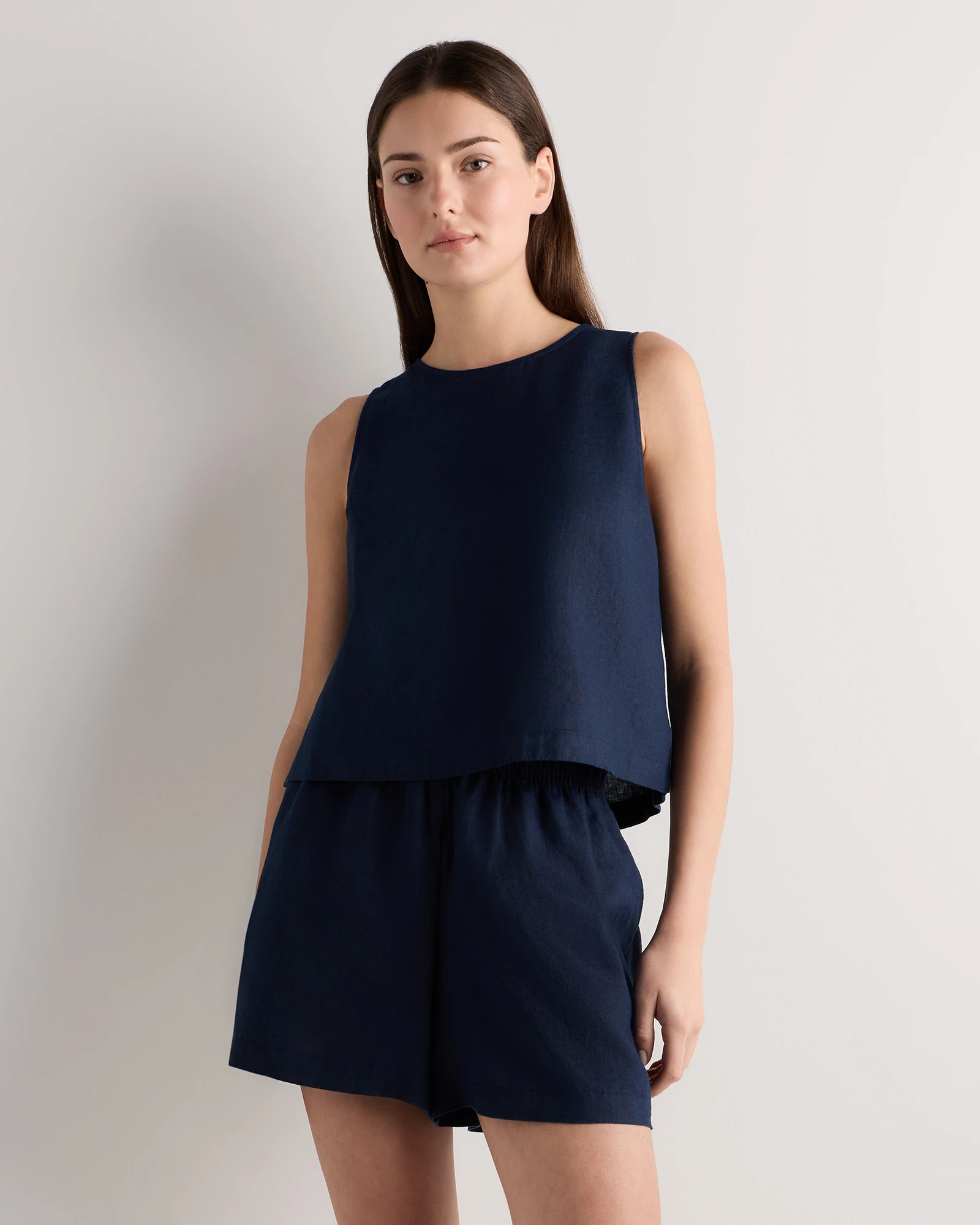 100% European Linen Cropped Tank | Quince
