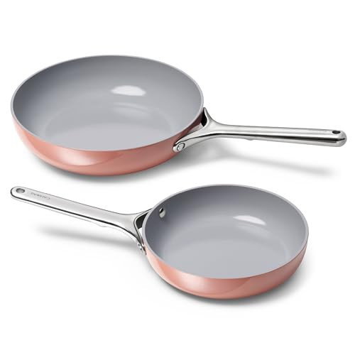 Caraway Fry Pan Duo - Nonstick Ceramic Frying Pan (8" & 10.5”) - Non Toxic, PTFE & PFOA Free - Oven Safe & Compatible with All Stovetops (Gas, Electric & Induction) - Perracotta | Amazon (US)