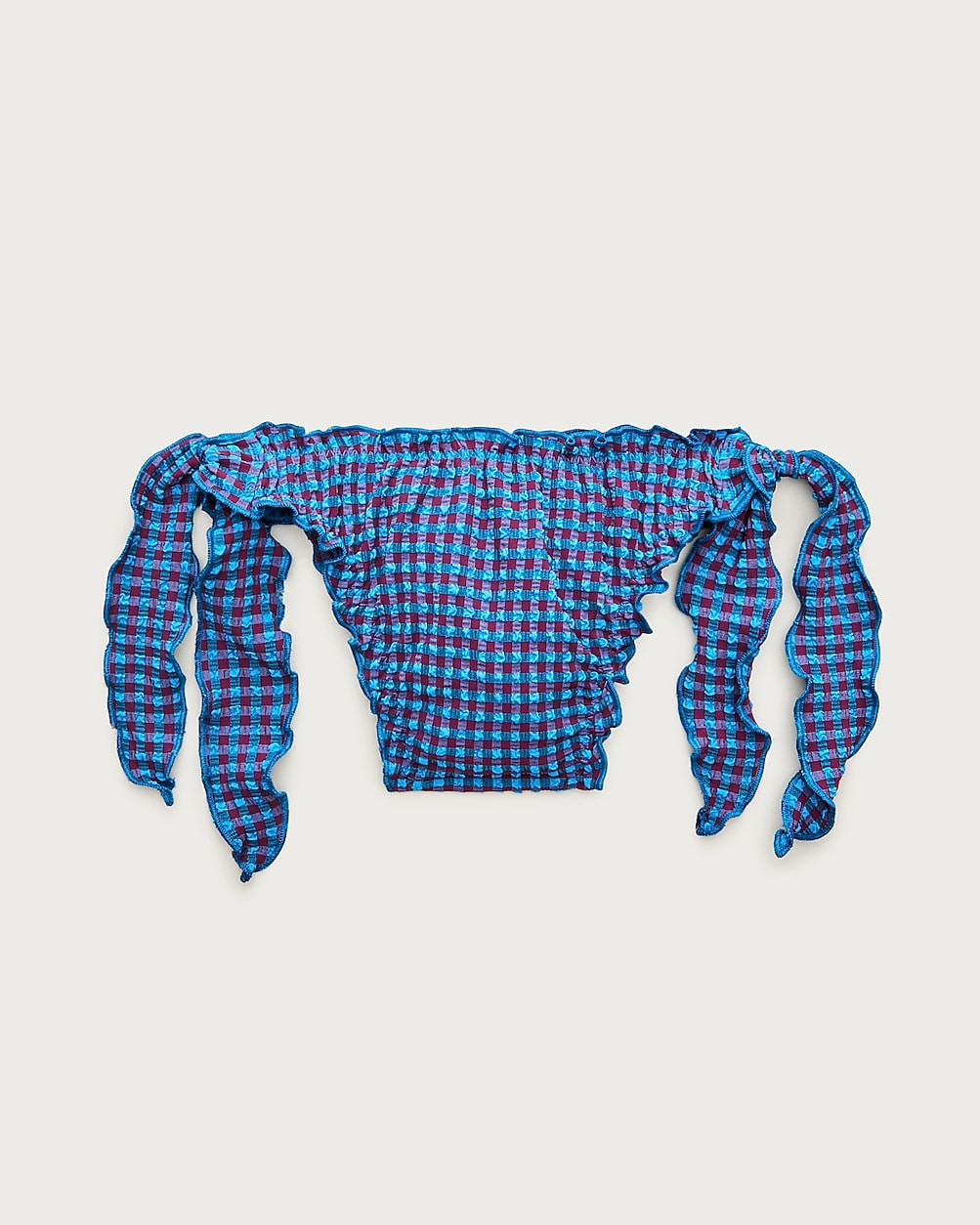 Lettuce-trim bikini bottom in gingham | J. Crew US