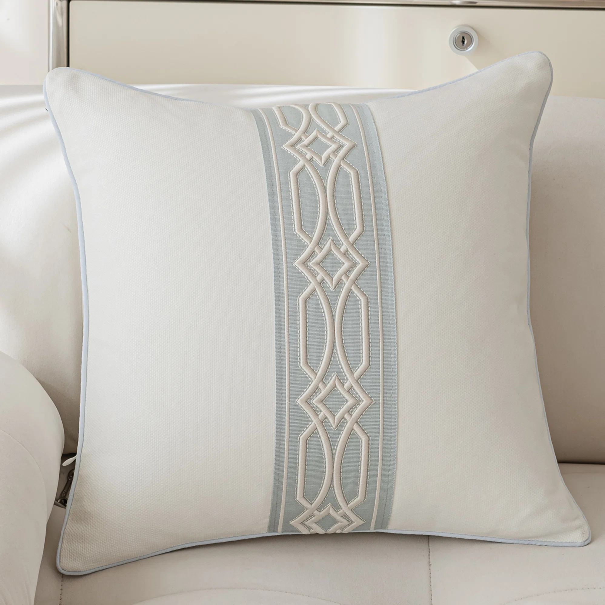 Gabriella Square Throw Pillow Case 18”x18" - Pearl White (No insert) | Wayfair North America