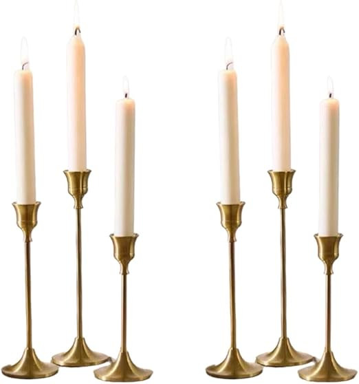 Generic Set of 6 Gold Tapered Candle Holders, Vintage Style Minimalist Decorative centerpieces, C... | Amazon (US)
