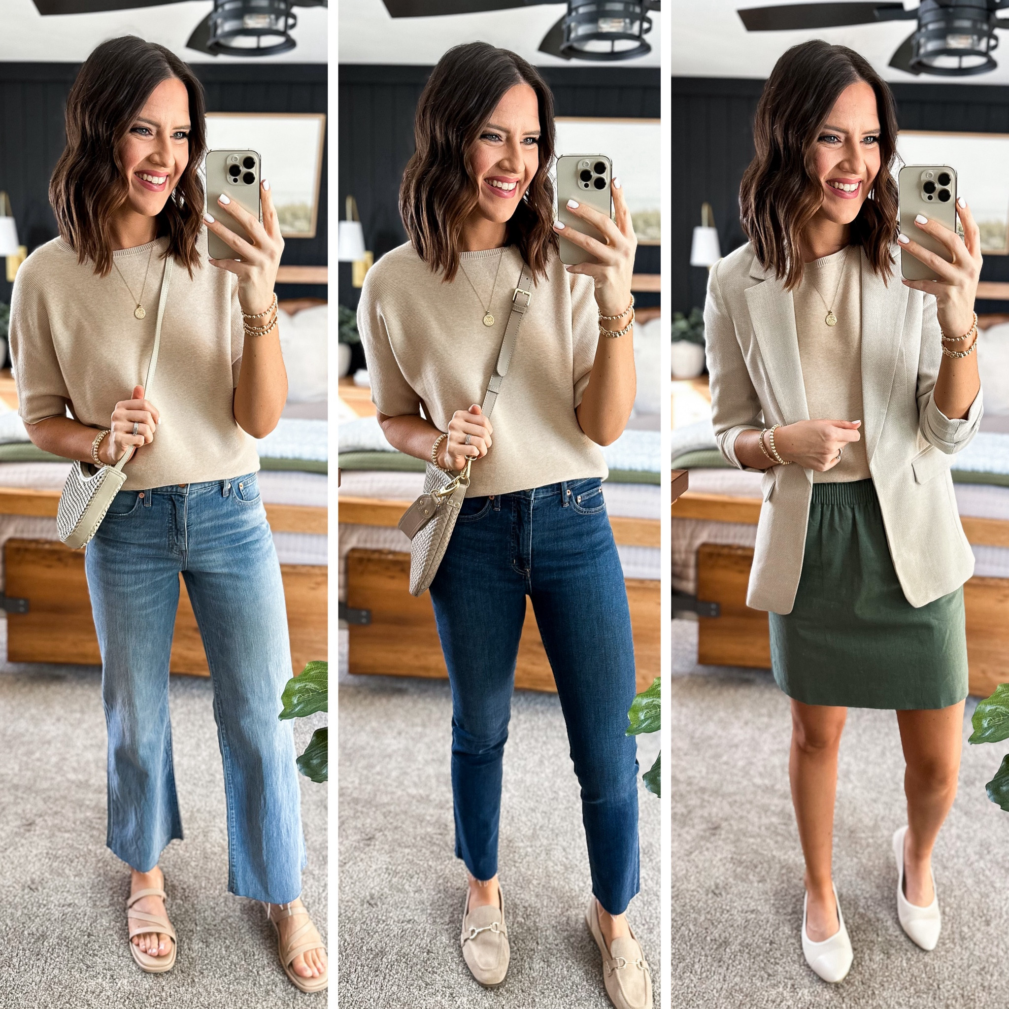 Spring Capsule Wardrobe (Dolman Sweater Styling) 

Dolman Sweater (xs) 
Light wash jeans (26 long)
Dark wash jeans (27 long)
Blazer (small) 
Green skirt (size 2) 


#LTKstyletip #LTKfindsunder50 #LTKfindsunder100