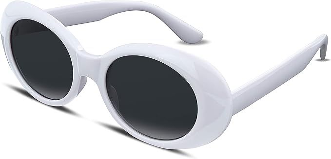 FEISEDY Sunglasses White Oval Clout Goggles for Women Men Retro Round Trendy Rimmed Clueless Cost... | Amazon (US)