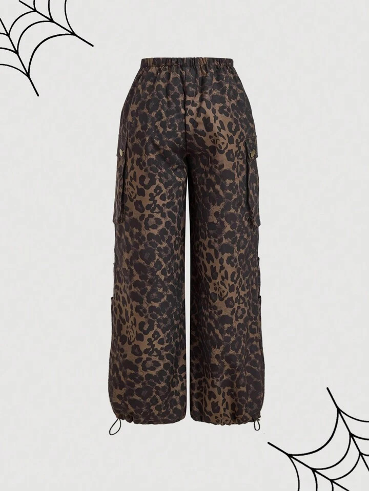SHEIN MOD Leopard Print Cargo Pants, Women's Straight Casual Trousers,Loose  Leopard Print Pants,... | SHEIN