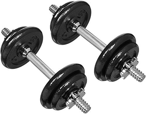 Amazon Basics Adjustable Barbell Lifting Dumbbells Weight Set with Case, 38 Pounds, Black | Amazon (US)