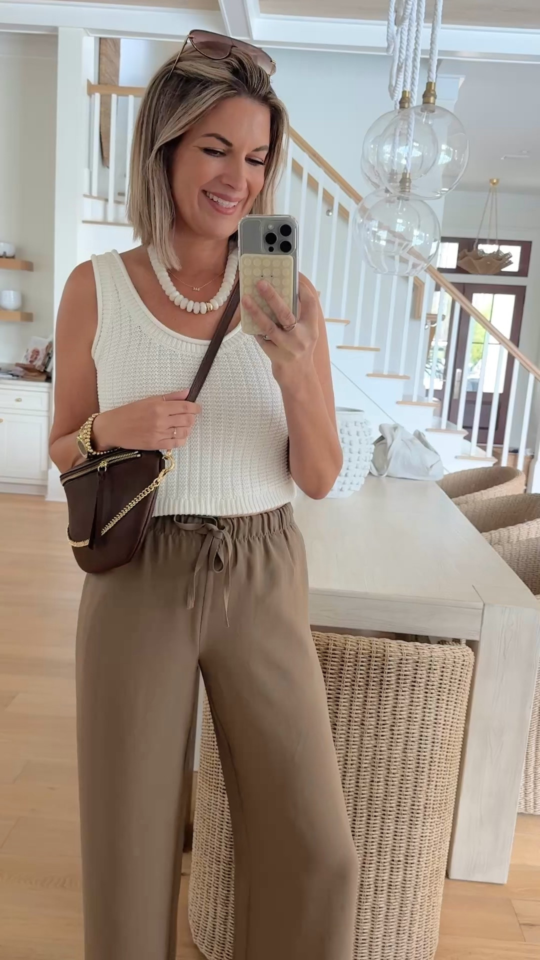 The viral non wrinkle wide leg pants launched in a bunch of new fall colors. These are from last fall but they have very similar. I am 5’11” in small tall and small top. Sandals true to size.

#LTKOver40 #LTKTall #LTKootd