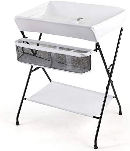 INFANS Baby Diaper Table, Portable Infant Changing Station with Safety Belt, Large Storage Basket... | Amazon (US)