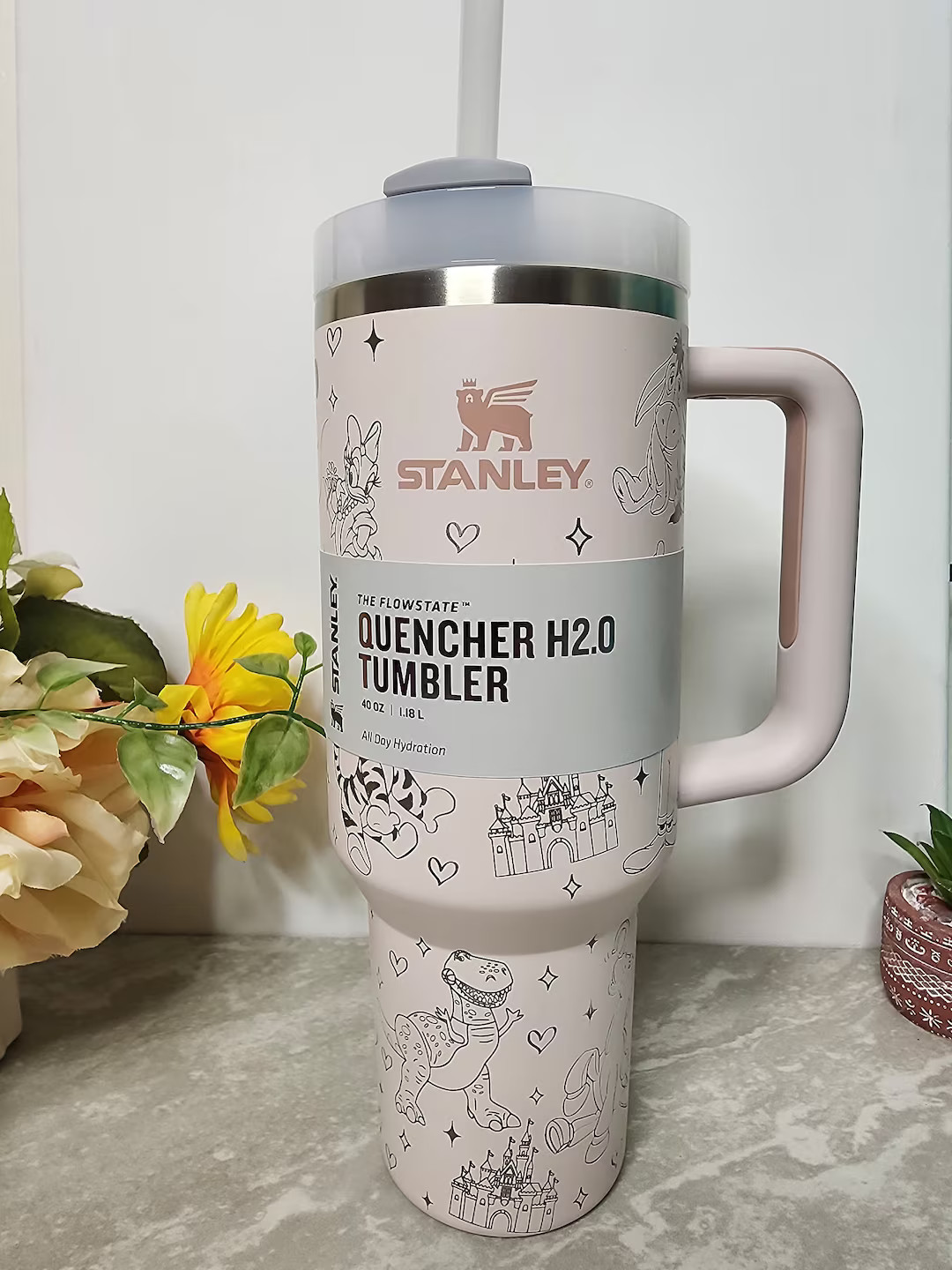 40oz Disney Laser Engraved Authentic Stanley Quencher H2.0 Rose Quartz - Etsy | Etsy (US)