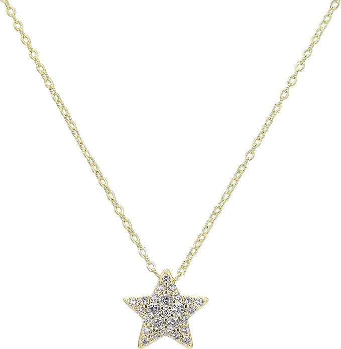 18K Gold Star Necklace for Women - CZ Star Pendant Necklace - Dainty Necklace - Simple Necklace -... | Amazon (US)