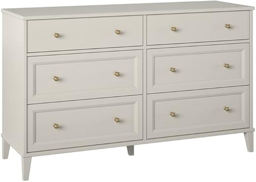 Ameriwood Home Monticello Wide 6 Drawer Dresser, Taupe | Amazon (US)