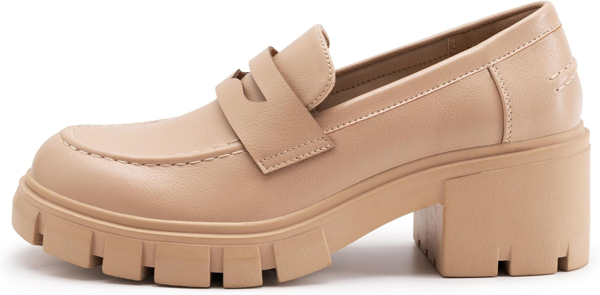 Athlefit Women's Platform Chunky Loafers Comfortable Slip on Lug Sole Business Loafer Shoes | Amazon (US)