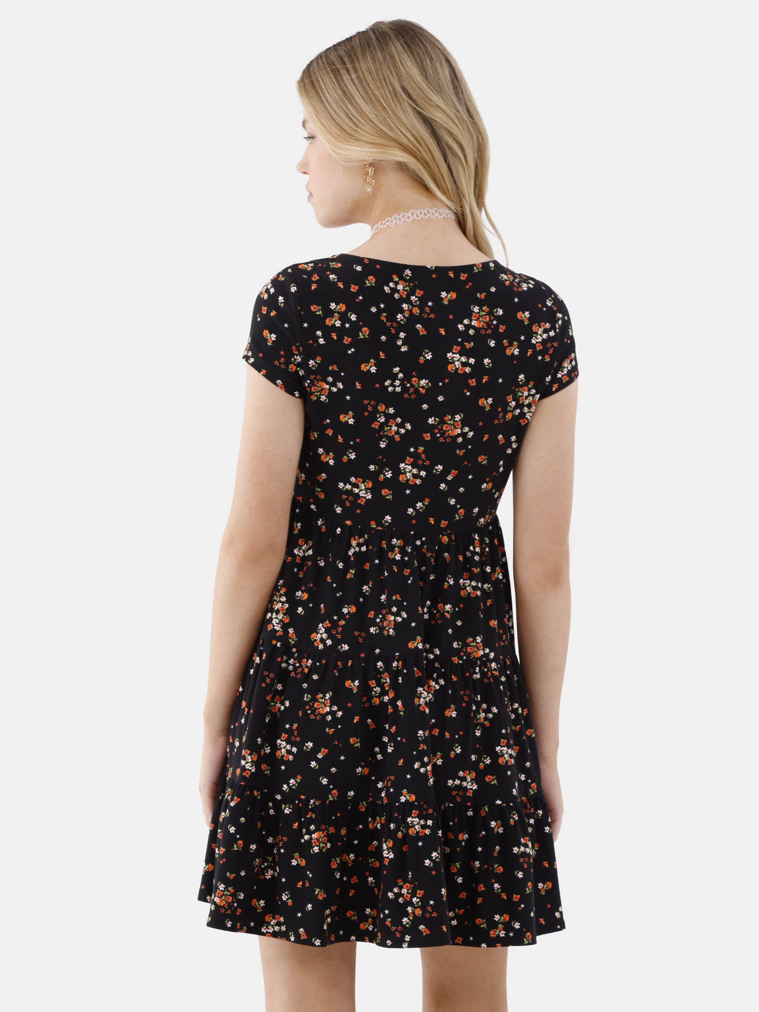 No Boundaries Tiered Babydoll Dress, Women’s and Women’s Plus | Walmart (US)